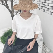 Mùa hè mới của phụ nữ phiên bản Hàn Quốc của chiếc áo gió cổ chữ V sang trọng, áo sơ mi tay ngắn màu sắc ngọt ngào.