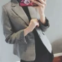 Kẻ sọc phù hợp với áo khoác nữ 2018 mùa thu Hàn Quốc phiên bản mới là mỏng retro chic nhỏ giản dị áo len áo dạ nữ hàn quốc