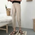 Mùa hè của phụ nữ Hàn Quốc phiên bản của lỏng màu rắn đàn hồi eo cà rốt quần harem quần eo cao là mỏng chín quần quần âu thủy triều quan dai nu dep Quần Harem