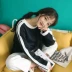 Đầu mùa thu của phụ nữ Hàn Quốc phiên bản của hoang dã thể thao giản dị t-shirt lỏng hit màu dài tay vòng cổ áo thun áo len áo khoác áo Áo len