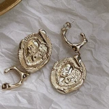 Летние асимметричные дизайнерские золотые серьги, серебро 925 пробы