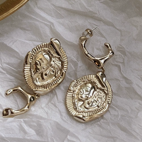 Летние асимметричные дизайнерские золотые серьги, серебро 925 пробы