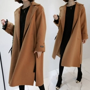 2017 phụ nữ mới mùa thu và mùa đông rộng kích thước áo khoác len dài nữ màu caramel xám trên áo gối - Trung bình và dài Coat
