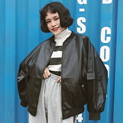 Mùa thu Hàn Quốc ulzzang phong cách Harajuku bf lỏng đầu máy PU leather Hàn Quốc phiên bản của đồng phục bóng chày áo khoác nữ sinh viên triều s