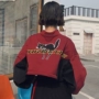 Mùa xuân và mùa thu Hàn Quốc phiên bản phong cách Harajuku bf ngắn một nửa cổ áo cao dây kéo màu tay áo bat áo sơ mi nữ sinh viên hoang dã áo khoác vest nữ