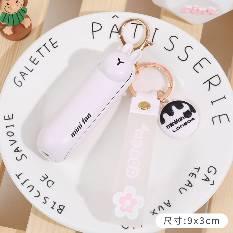 Rabbit Whiteusb charge hold desktop Small fan  portable With you small-scale lovely student Key buckle Fan