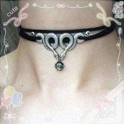 taobao agent European and American Japanese, Harajuku Lolita Gothic style COS double -layer snake necklace pendant collar chain neck chain