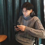 [Onemax mùa xuân mới] dày dòng cao cổ áo dày Hồng Kông gió áo len thủy triều nam giới và phụ nữ Hàn Quốc phiên bản của twist áo len mùa đông