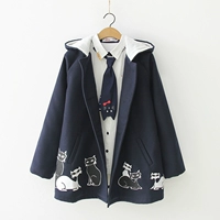Японское свежее демисезонное шерстяное пальто с капюшоном для школьников, куртка