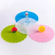 Silicone Cup Cover Cartoon Cartoon Glass Cup Phụ kiện chống rò rỉ Thực phẩm Lớp Universal Cup Cover 12cm Cực lớn - Tách