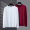 Long sleeved round neck white+wine red
