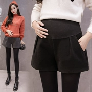 Phiên bản Hàn Quốc của bà bầu quần short chân rộng mùa thu đông mặc thời trang bà bầu lỏng bụng nâng quần short mùa đông thời trang quần đáy