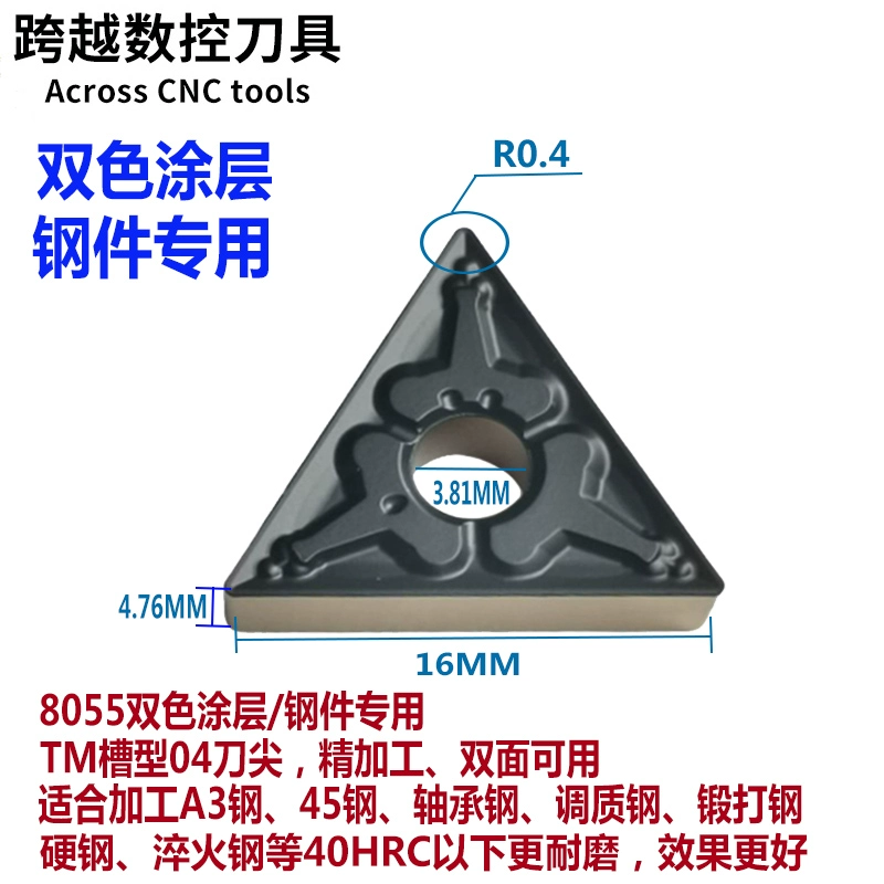 Lưỡi CNC phủ hình tam giác TNMG160404/160408/160412-TM T9125 9025 các bộ phận bằng thép cán dao tiện cnc Dao CNC