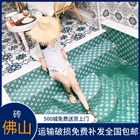 Бассейн, мозаика, зеленая вилла, популярно в интернете