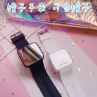 Небольшое дизайнерское электронное зеркало, водонепроницаемые милые свежие мужские часы подходит для мужчин и женщин для школьников, в корейском стиле, простой и элегантный дизайн, единорог