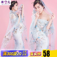 7274 cho thuê phụ nữ mang thai quần áo thêu lưới váy studio ảnh chụp ảnh nghệ thuật cổ tích đám cưới váy áo bà bầu