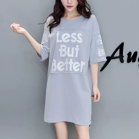 Mùa hè thai sản dress thư ngắn tay áo Hàn Quốc phiên bản của phần dài mặc giản dị T-Shirt mang thai phụ nữ mang thai ăn mặc các thương hiệu đầm bầu nổi tiếng