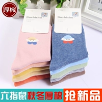 Vớ chuột sáu ngón trẻ em vớ cotton dày xuân xuân thu 2 bông 3 học sinh 5 trai 7 gái 8 vớ cotton tất đùi cho bé gái