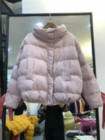 Áo khoác mùa đông E8 dày cotton pad cotton 2018 mới vành đai dịch vụ bánh mì nữ ngắn đoạn sinh viên Hàn Quốc phiên bản 0,75 áo phao nữ ngắn