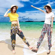 Bãi biển của phụ nữ quần mùa hè quần hậu cung mỏng cotton lụa lỏng chùm hoa quần gió quốc gia chín điểm chống muỗi quần