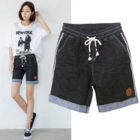 Hươu lỏng eo quần short denim nữ mùa hè chéo dây Harajuku phong cách giản dị dây đai mỏng bông đàn hồi cao thoi trang nu