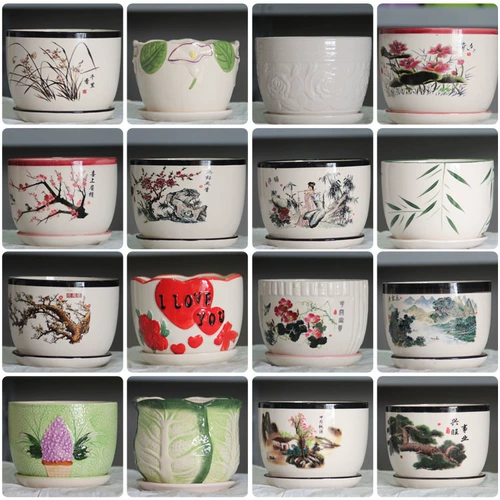 Керамический цветочный горшок, большой корсет на тазовое кольцо, простой и элегантный дизайн, китайский стиль