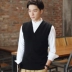 Áo vest nam mùa thu Hàn Quốc Áo vest mỏng cotton cổ chữ V không tay áo len áo len giản dị áo vest khoác nam Dệt kim Vest