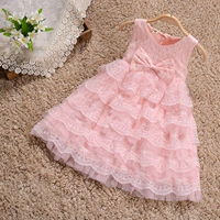 Летнее кружевное платье без рукавов, розовая юбка, летняя одежда, наряд маленькой принцессы, в западном стиле