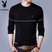 Playboy thanh niên nam áo len cổ tròn áo len sọc áo len mỏng Slim áo len dày Hàn Quốc