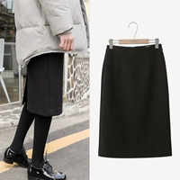 Демисезонная шерстяная длинная юбка, в корейском стиле, высокая талия, свободный прямой крой, длина миди, средней длины, большой размер