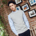 Mùa thu và mùa đông không tay màu phù hợp với áo len vest nam Hàn Quốc phiên bản của vòng cổ dệt kim vest Slim áo len bông đáy quần áo Dệt kim Vest