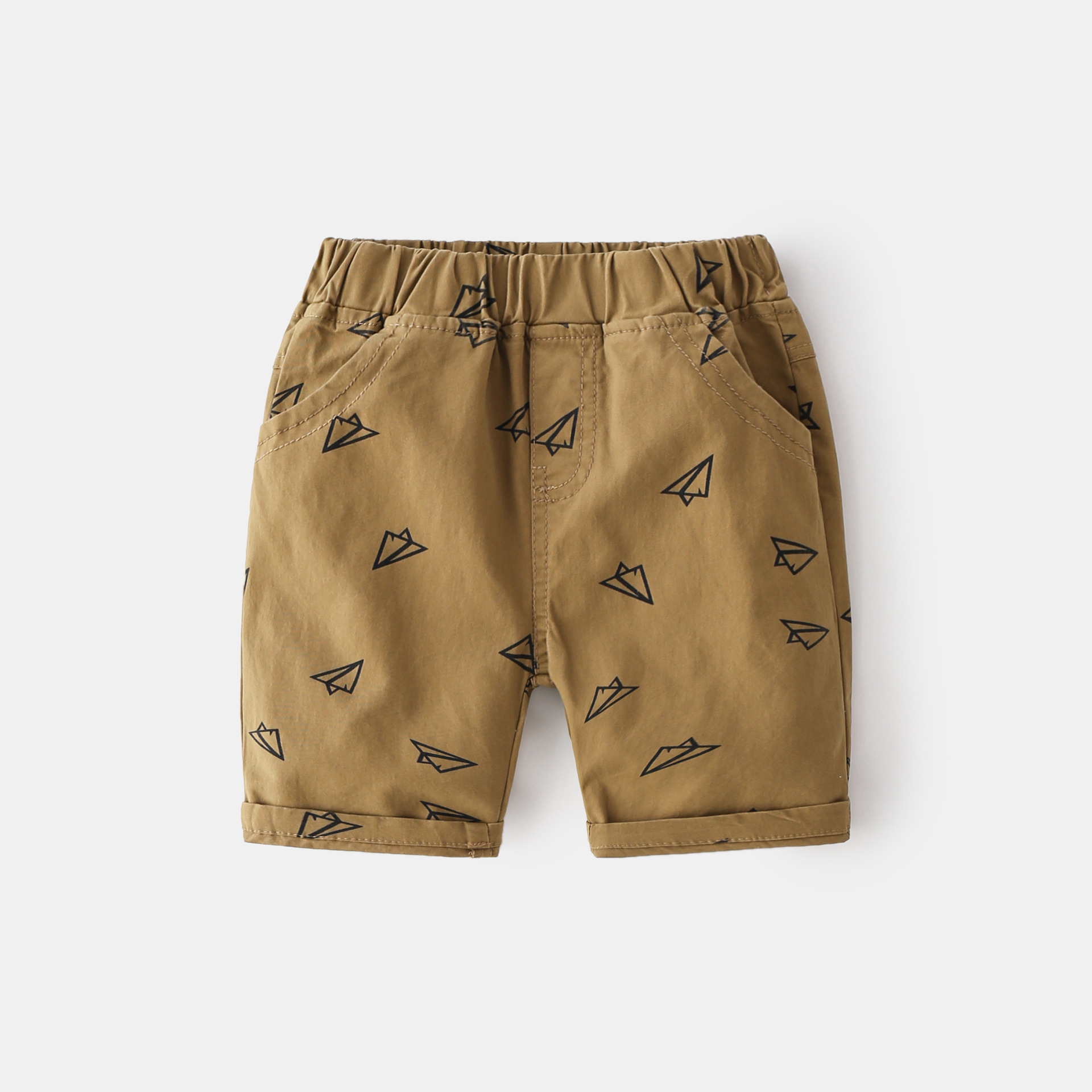17 Shorts Paper Airplane Kz2350 KhakiBoy shorts 2021 summer new pattern Children's wear baby pure cotton Capris children leisure time shorts Wear out tide