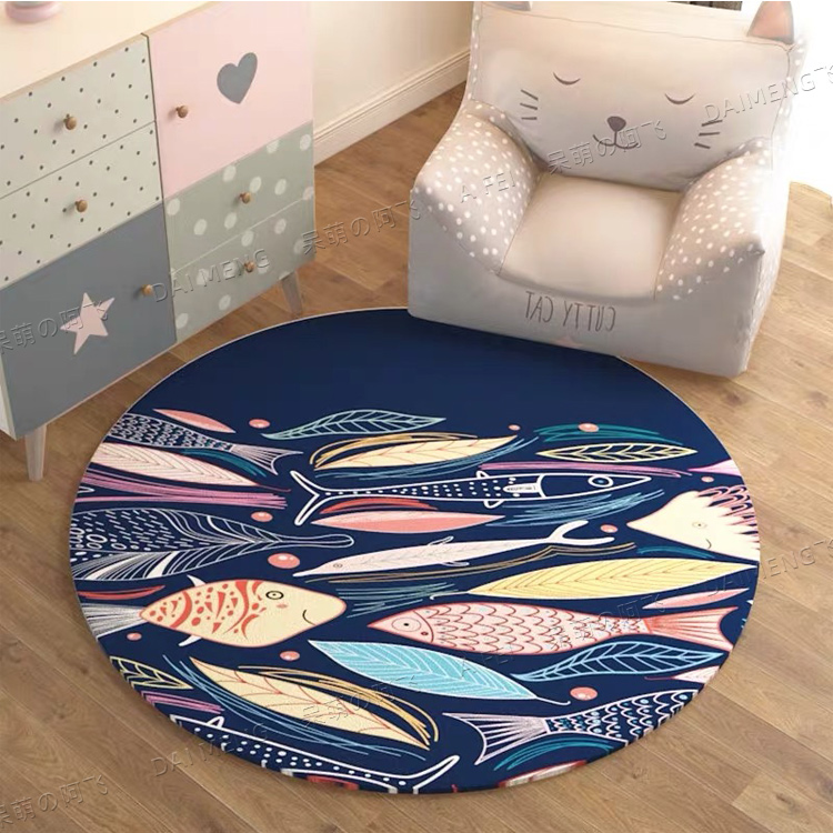 Apricotoriginality Chaopai circular lovely Cartoon carpet a living room tea table hanging basket Computer chair room bedroom Earth mat customized