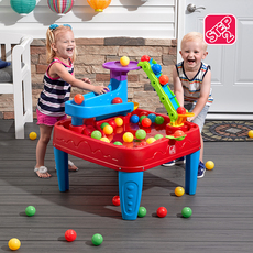 Многофункциональные детские игрушки, Игровые столы 美国step2儿童多功能轨道车玩具益智游戏桌汽车模滑球塔水桌球池