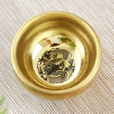 Здание 建阳建盏鎏金单杯品茗杯雕刻图案主人杯大号金牛盏陶瓷茶杯家用