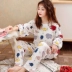 Bộ Đồ Ngủ Nữ Mùa Xuân Thu Đông Dài Tay Mùa Xuân Homewear Phong Cách Hàn Quốc Hợp Thời Trang Ngọt Ngào Sinh Viên Bộ Đồ Hai Mảnh Mỏng Dài Trung Bình Giống cái