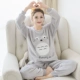 Bộ đồ ngủ pijama lông cừu san hô mùa thu đông dài tay dày của phụ nữ Bộ đồ mặc nhà bằng vải nỉ dài tay Phiên bản Hàn Quốc Bộ đồ hai mảnh ngọt ngào và dễ thương