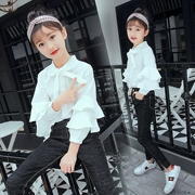 Cô gái 2019 mùa xuân và mùa thu áo mới quần áo trẻ em Phiên bản Hàn Quốc của quần lót trẻ em lớn bằng lá sen - Áo sơ mi