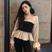 Áo sơ mi nữ mùa thu mới retro chic chic nhận thắt lưng V-cổ gió dài tay áo thời trang nước ngoài nhỏ áo thủy triều