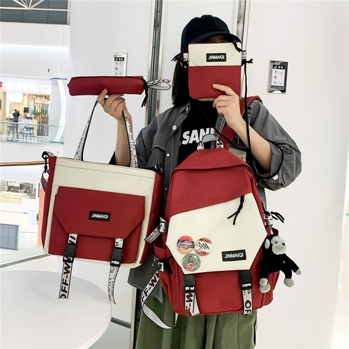 Ранец, брендовая вместительная и большая сумка через плечо, модный универсальный трендовый рюкзак, подходит для студента, для средней школы