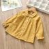 Xuân 2019 cô gái mới áo cotton chấm bi in áo sơ mi dài tay áo sơ mi cardigan nhỏ sơ mi tươi - Áo sơ mi áo sơ mi trẻ em 10 tuổi Áo sơ mi