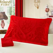 Roland cưới dệt lớn bông đỏ khăn dày tăng một vài nguồn cung cấp đám cưới bông gối chăn - Khăn gối