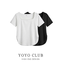 Белая летняя футболка, топ, большой размер, квадратный вырез, подходит для полных девушек