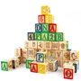 Trẻ em của khối xây dựng giáo dục sớm giáo dục đồ chơi thông ABC chữ cái Tiếng Anh khối lượng khối hộp gỗ 48 viên in khối cờ domino chữ và số