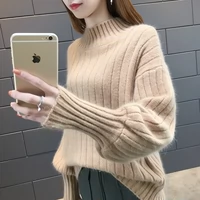 2019 phụ nữ mới Phiên bản Hàn Quốc của áo len dày cổ cao rộng lỏng lẻo - Áo len áo khoác len nữ mỏng