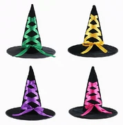 Halloween cung cấp cos phù thủy mũ nhọn mũ flannel phù thủy mũ ruy băng nơ phù thủy - Sản phẩm Đảng / Magic / Hiệu suất