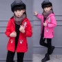Áo khoác nữ mùa thu và mùa đông Phiên bản Hàn Quốc của áo gió lớn dành cho trẻ em trong phần dài của bé gái cộng với áo len độn bông áo khoác lông cho bé gái
