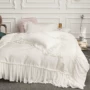 Chất liệu cotton satin 60s phù hợp với bốn mảnh ren công chúa đơn giản cotton 1,8m đôi màu sắc rắn - Bộ đồ giường bốn mảnh bộ ga gối everon