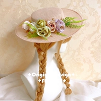 Зеленая ретро элегантная шапка, французский стиль, в цветочек