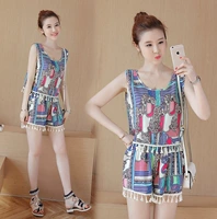 Mùa hè đồ ngủ cotton lụa không tay phù hợp với quần short nữ dễ thương bông nhân tạo cotton lụa không tay vest có thể được đeo bên ngoài dịch vụ nhà đồ bộ ống suông